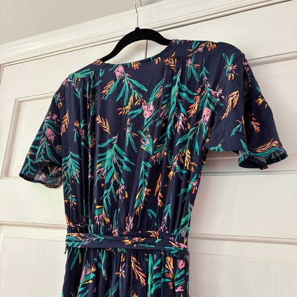 Modcloth Romantic Renewal Faux Wrap Midi Dress Navy Floral Vacation Pink Size XS - Picture 14 of 17